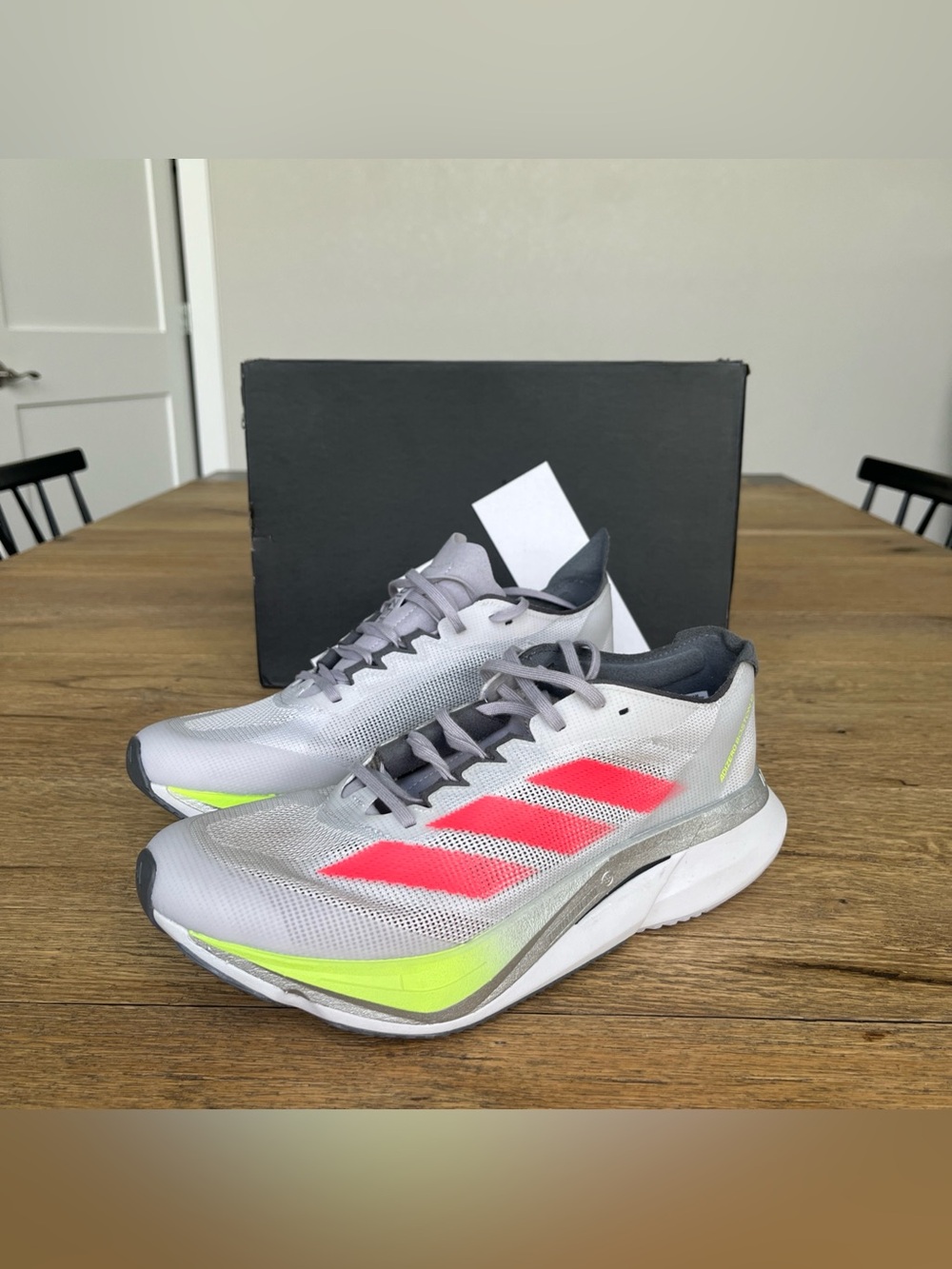 Size 9 Women Adidas Adizero Boston 12 Dash Grey Lucid Red JI4473